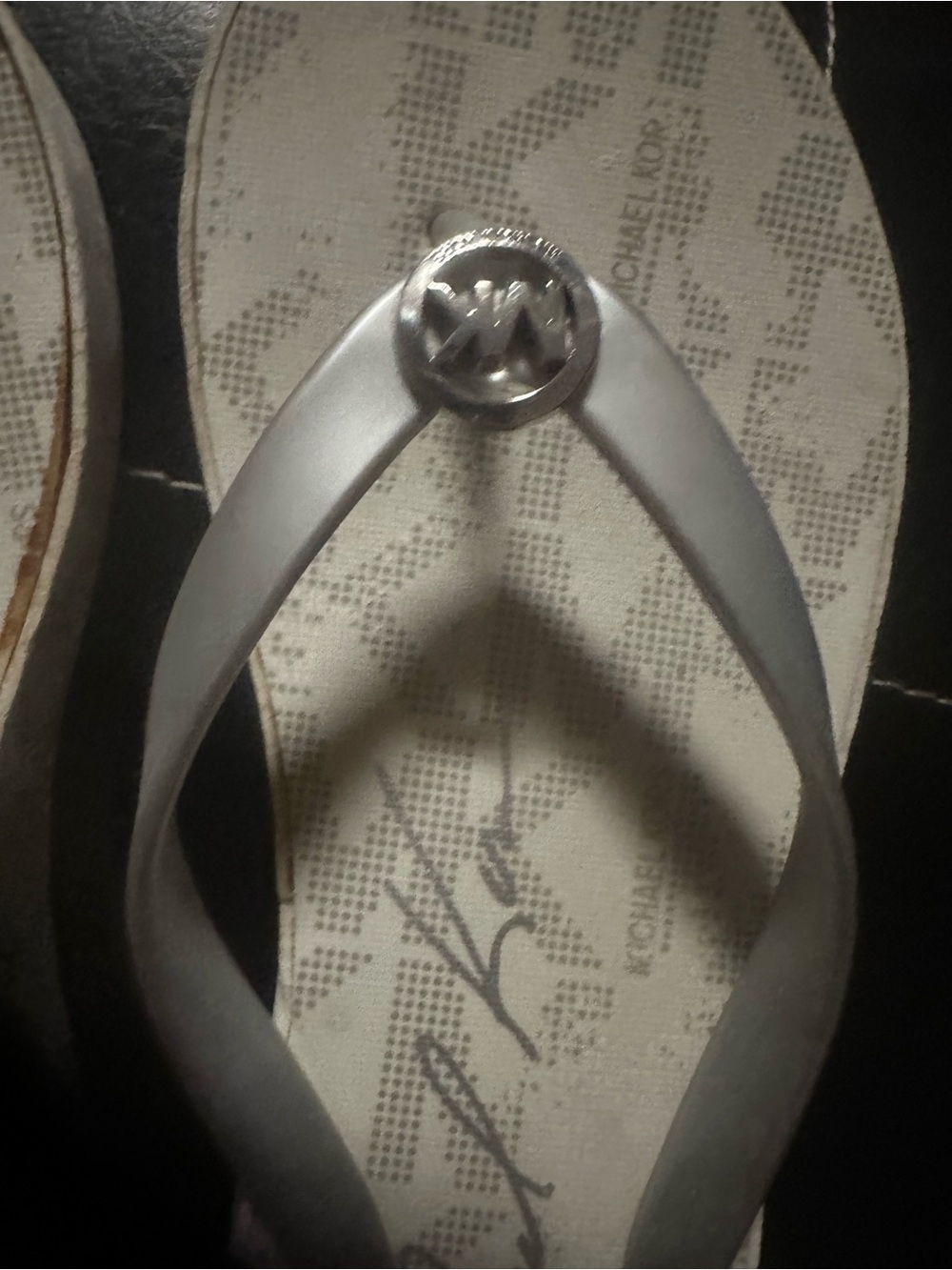 Michael Kors Silver Logo Thong Sandals - Picture 3 of 7